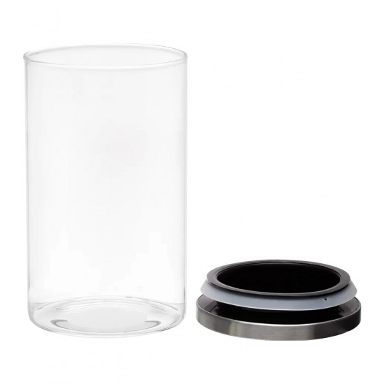Pote 1 Litro 17,5cm Vidro Hermético Com Tampa Inox